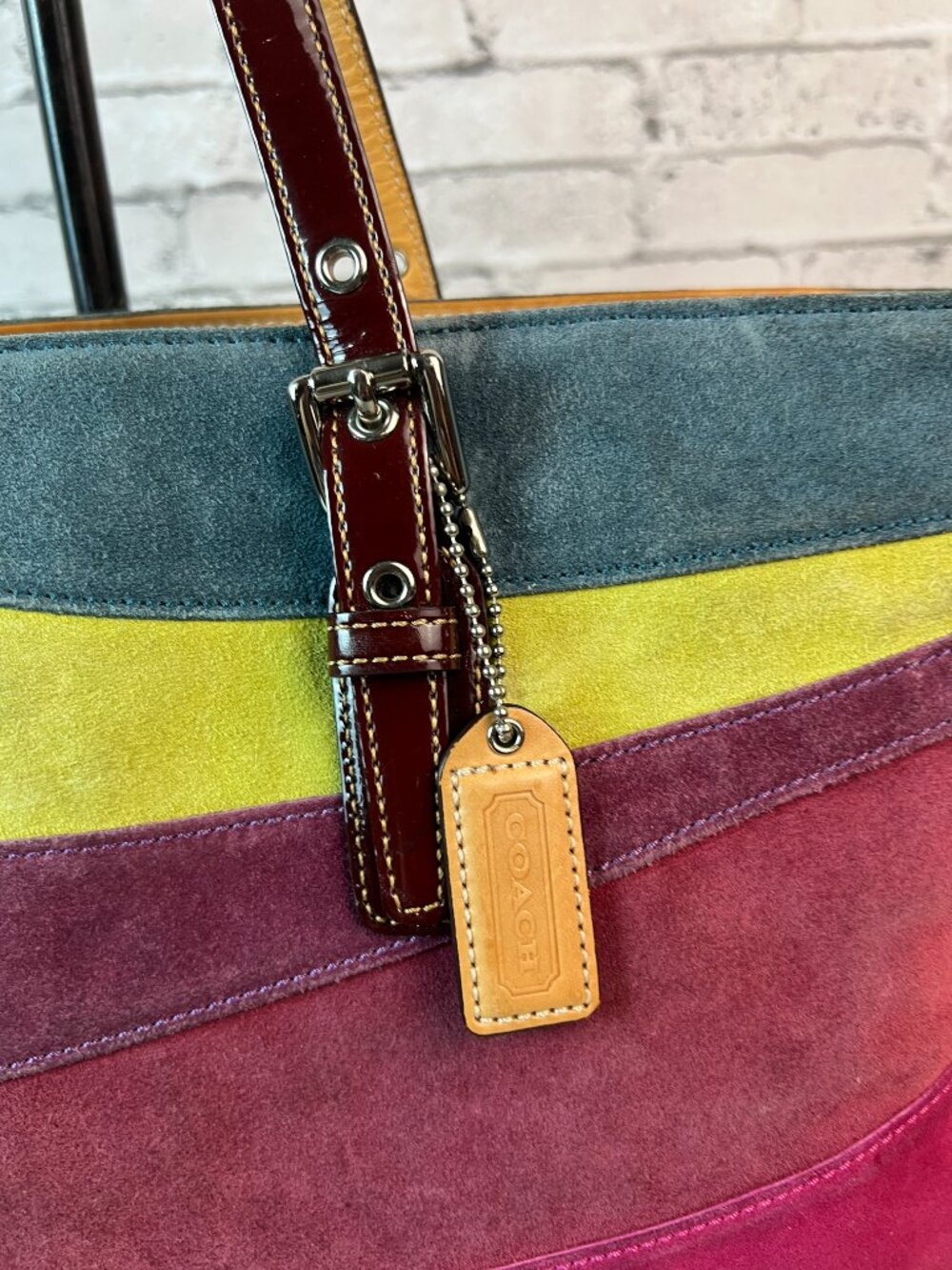 rare Coach Limited Edition Large Wave Multicolor Suede Gallery Tote Bag 1434 - Picture 2 of 7